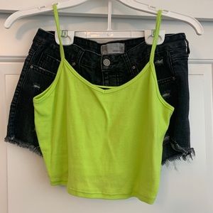 Fashion Nova tank top & Tully’s dark wash shorts